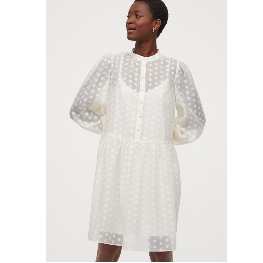Sheer ivory polka dot dress - Picture 3 of 8